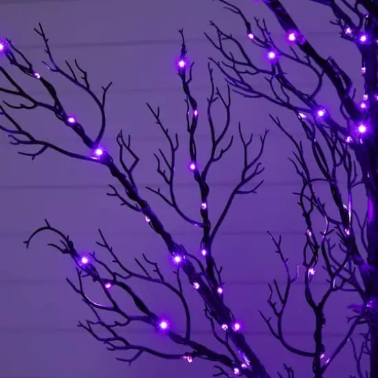5ft. Pre-Lit Halloween Minimalist Twig Artificial Fall Tree with 240 Orange & Purple LED Lights {5}