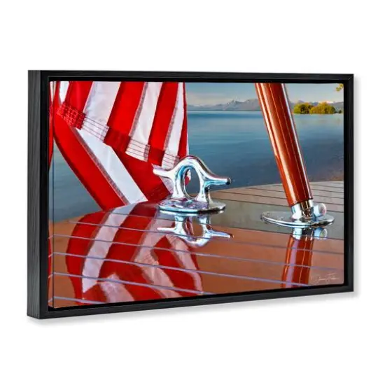 Stupell Industries Flag On Boat Hull Floater Framed Art Black {4}