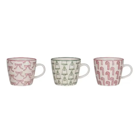 Hello Honey® 10oz. Holiday Pattern Hand-Stamped Stoneware Mug Set {1}