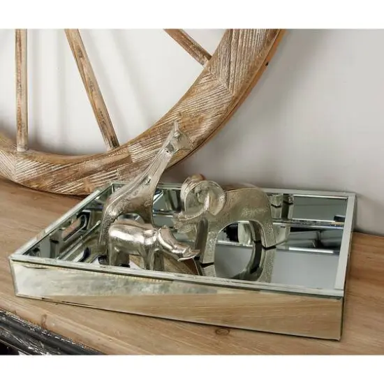 Silver Wood Glam Decorative Tray {8}