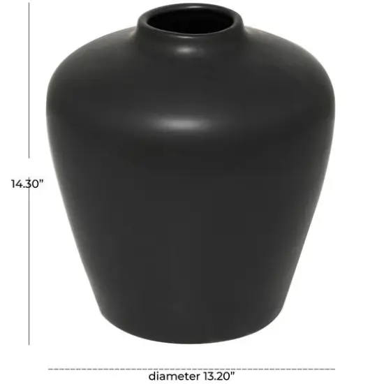 14" Modern Ceramic Vase Black {7}