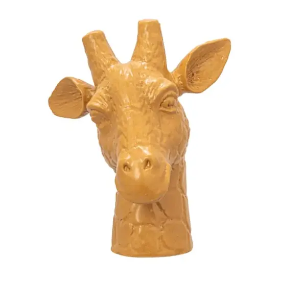 Hello Honey&reg; 10.25" Matte Mustard Reactive Glaze Stoneware Giraffe Head Vase {9}