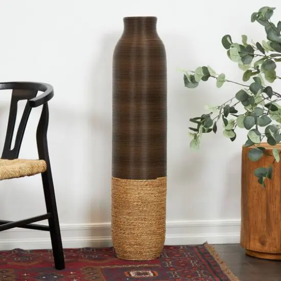 40" Dark Brown Seagrass Handmade Vase {5}