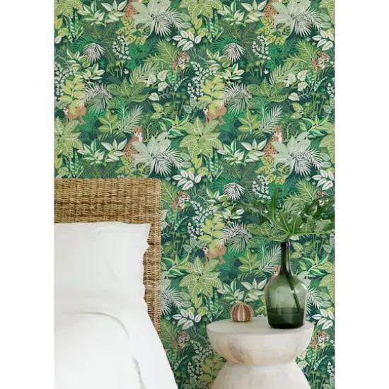 NuWallpaper PrintFresh Sage Tropical Oasis Peel & Stick Wallpaper {4}