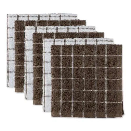 DII&reg; Combo Windowpane Dishcloth Set Brown/White {1}