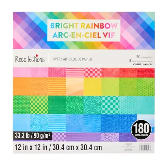 12" x 12" Bright Rainbow Paper Pad by Recollections&trade;, 180 Sheets {6}