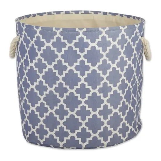 DII&reg; Large Round Polyester Lattice Bin Stonewash Blue {7}