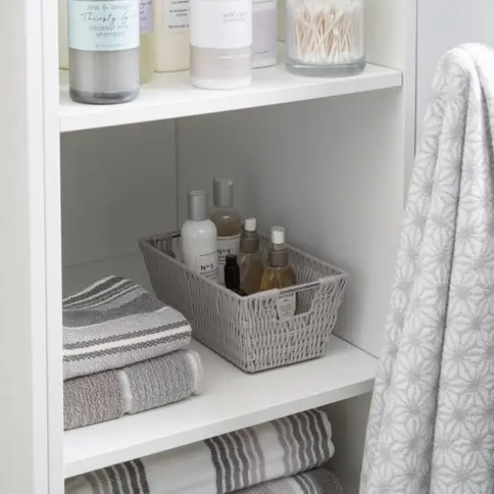 Simplify Small Gray Shelf Storage Rattan Tote Basket {6}