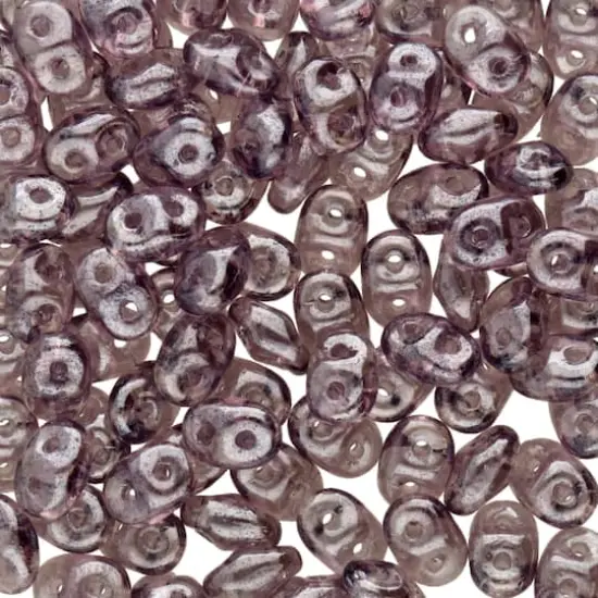 Superduo Two-Hole Czech Glass Beads Tanzanite White Luster {1}