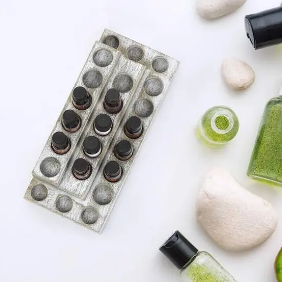 NEX&trade; 4-Tier Whitewash Essential Oils Storage Rack for 3mL to 20mL Bottles {5}