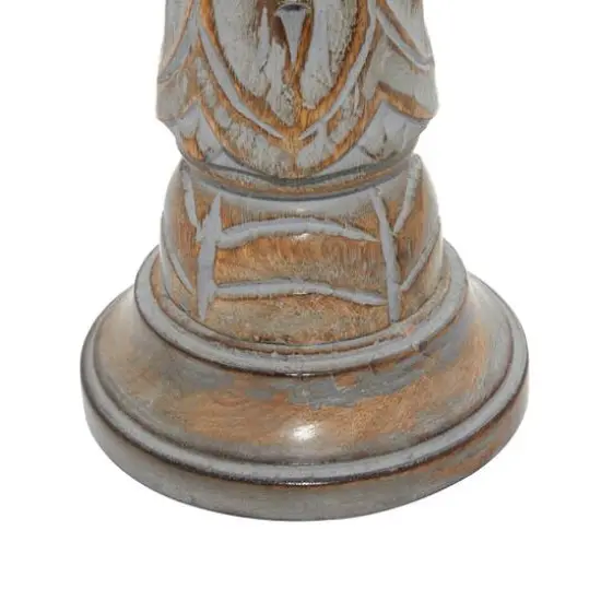 Light Brown Mango Wood Traditional Candle Holder Set {8}