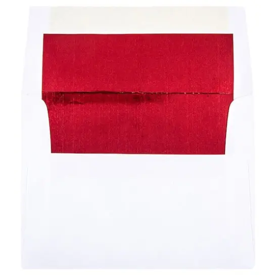 JAM Paper 4.375" x 5.75" Foil Invitation Envelopes, 50ct. Red/White {1}