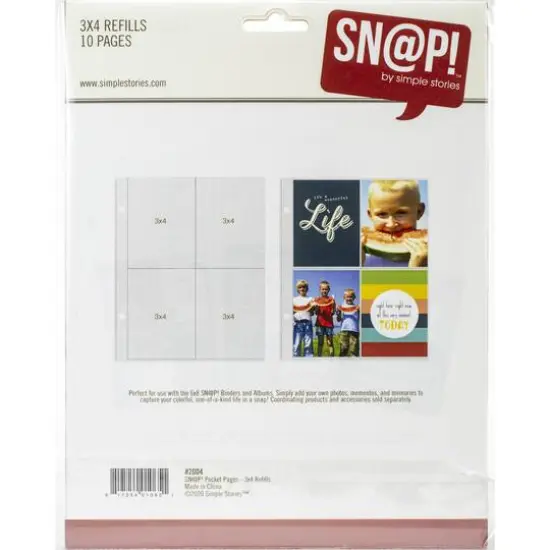 Simple Stories Sn@p!&trade; 3" x 4" Pocket Pages for 6" x 8" Binders, 10ct. {3}