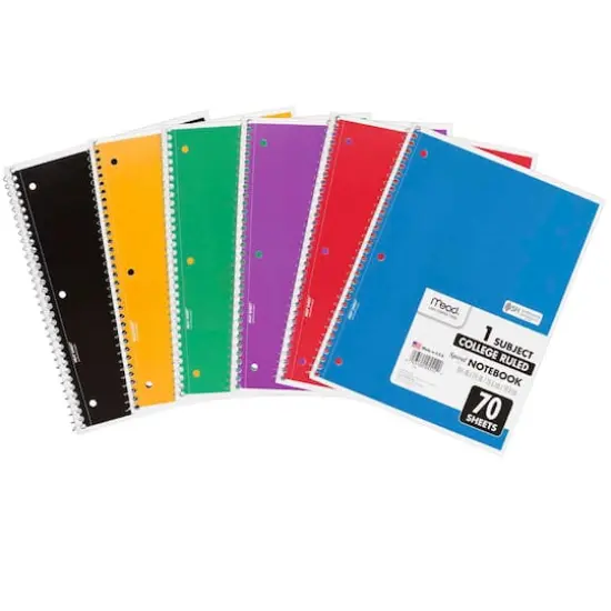 Mead&reg; Spiral 1 Subject College Ruled Notebook, 6ct. {1}