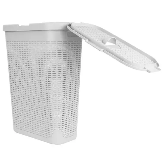 Mind Reader 23.5'' Slim Laundry Hamper with Cutout Handles White {5}