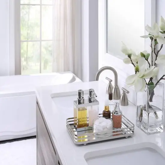 SunnyPoint Vanity Mirror Tray Satin Nickel {4}