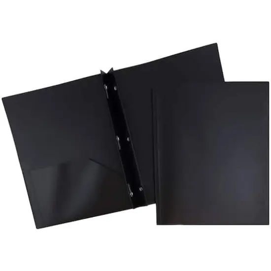 JAM Paper 9.5" x 11" Plastic 2 Pocket School POP Folders with Clasps, 6ct. Black {1}