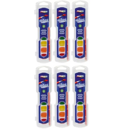 Prang&reg; Semi-Moist Washable Watercolor Set, 8 Colors Per Set, 6 Sets {1}