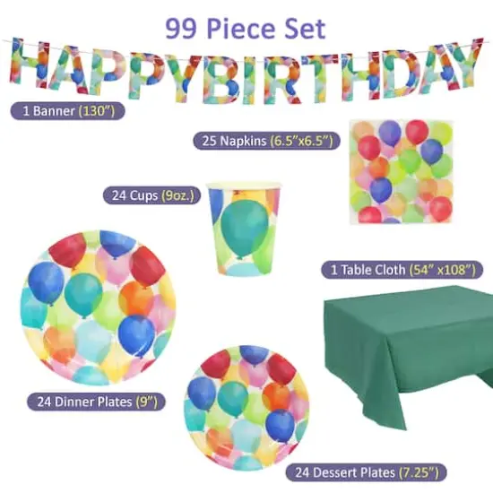 99 Piece Disposable Birthday Party Set {5}