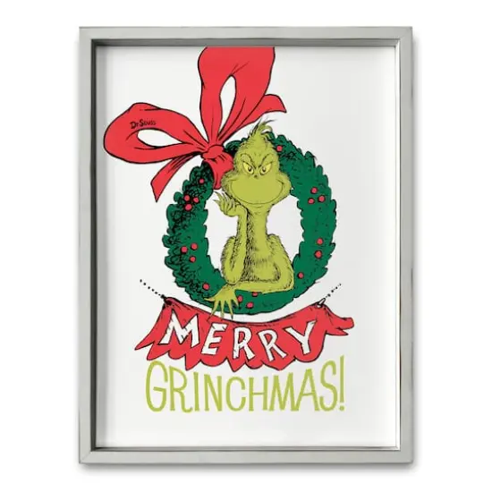 24" The Grinch Merry Grinchmas Wreath Framed Print White Frame {1}