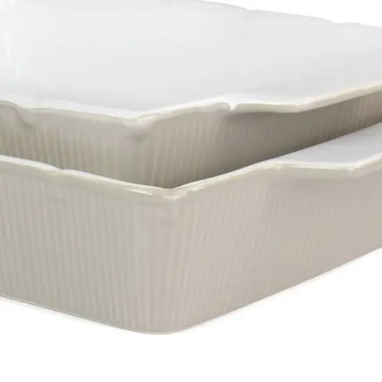Martha Stewart Taupe Ceramic Rectangular Baker Set {3}