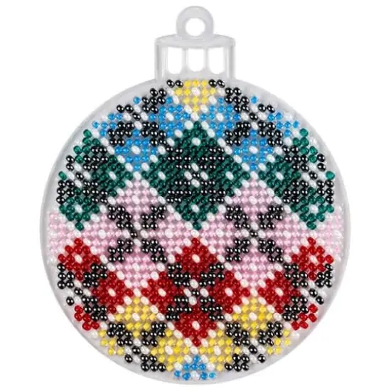 Wonderland Crafts Fair Isle Plaid Ball Ornament Bead Embroidery on Plastic Kit {1}