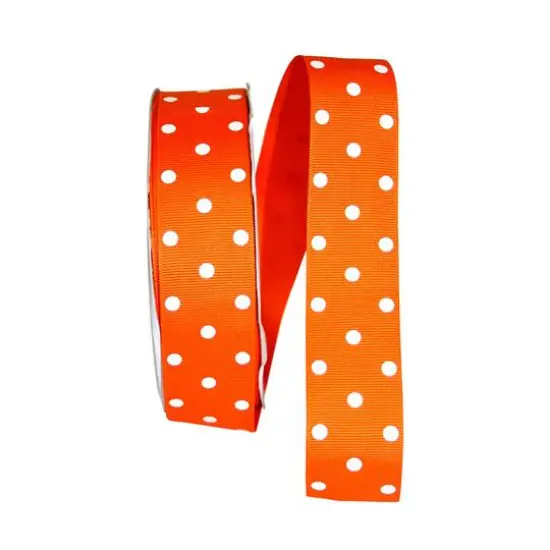 JAM Paper 1.5" x 50yd. Grosgrain Aspirin Dots Ribbon Orange {2}