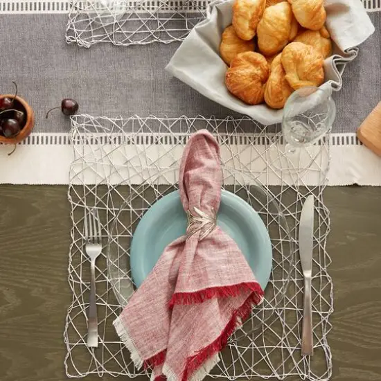 DII&reg; Woven Paper Square Placemat Set Silver {7}