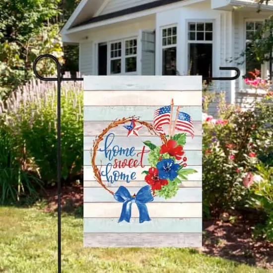 Home Sweet Home Patriotic Americana Wreath Outdoor Garden Flag, 12.5" x 18" {4}