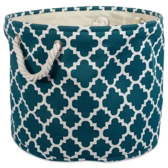 DII&reg; Large Round Polyester Lattice Bin Teal {1}