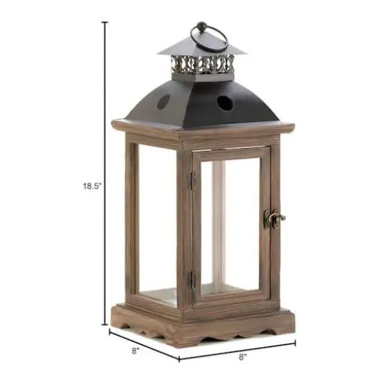 18.5" Rustic Wooden Hanging Monticello Candle Lantern {4}