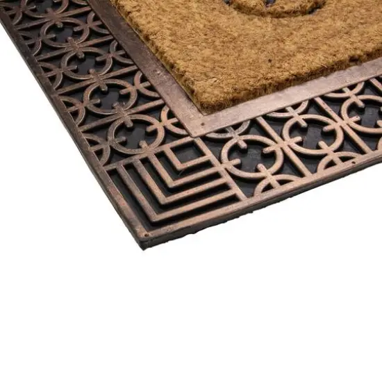 Gold & Natural Coir Welcome Doormat {6}