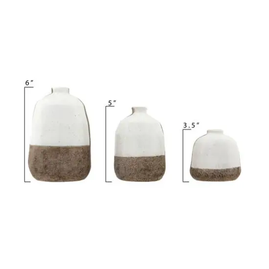 Hello Honey&reg; White & Gray Stripe Terracotta Vase Set {6}