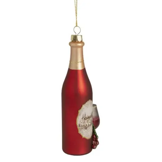 6" Matte Red Wine Country Glass Bottle Christmas Ornament {10}