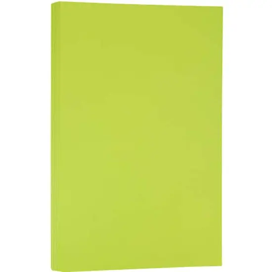 JAM Paper Ultra Bright Hue 8.5" x 14" 24lb. Recycled Colored Legal Paper, 100 Sheets Ultra Lime Green {1}