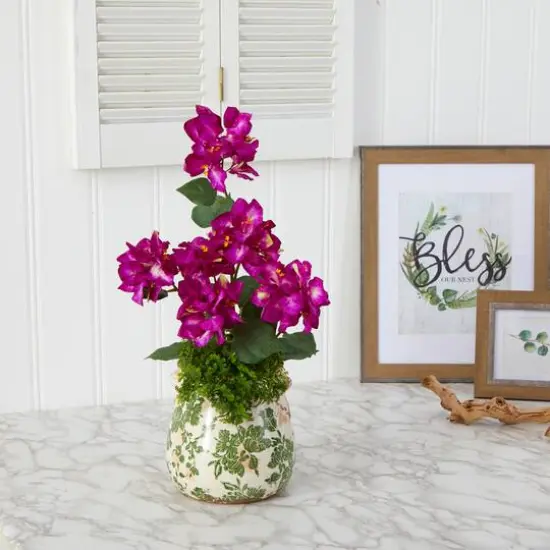 20'' Purple Bougainvillea Arrangement in Floral Vase {4}