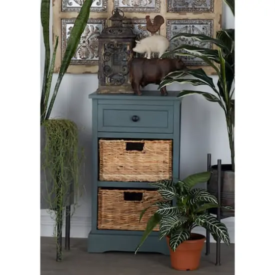 28" Blue Traditional Wooden Storage Unit {3}