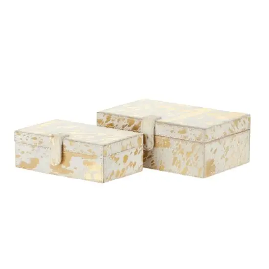 White & Gold Leather Rustic Box Set {6}