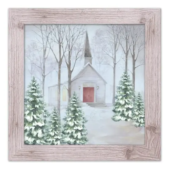Snowy Church Framed Wall Art {1}