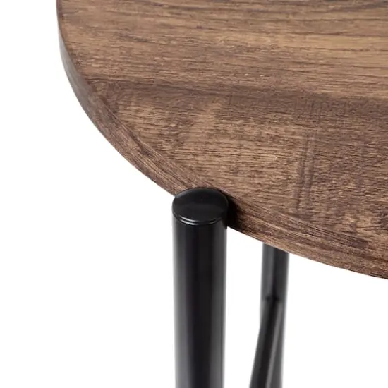 Honey Can Do Natural T-Pattern Base Round Side Table {6}