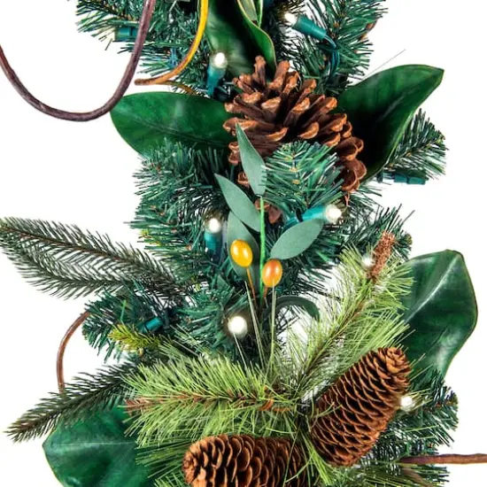 Village Lighting 9ft. Pre-Lit LED Magnolia Leaf Garland {4}