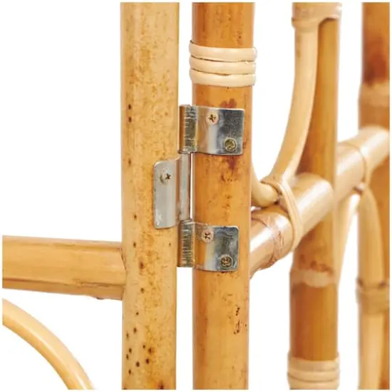 71" Brown Rattan Geometric Handmade Woven Geometric 3 Panel Room Divider {5}