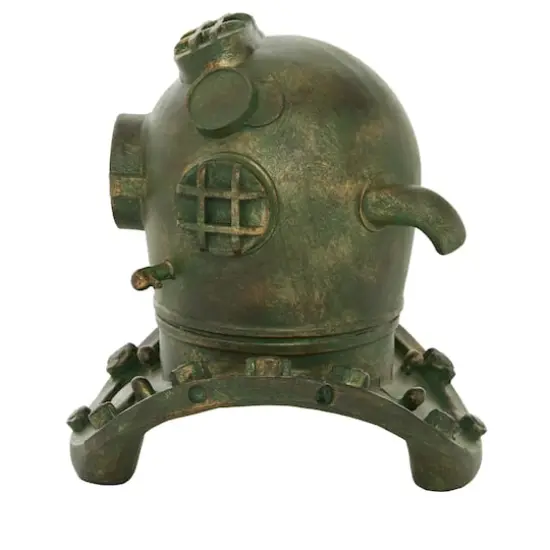 Bronze Polystone Coastal Decorative Antique Diving Helmet, 10" x 8" x 9" {4}