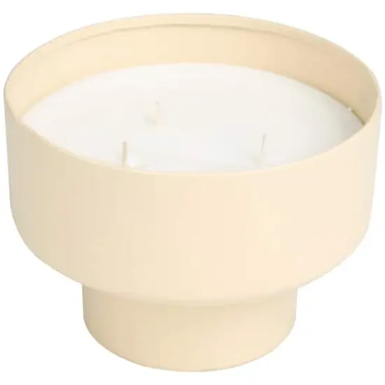 White Wax Sweet Bamboo Scented Candle with Elevated Matte Tan Container {4}