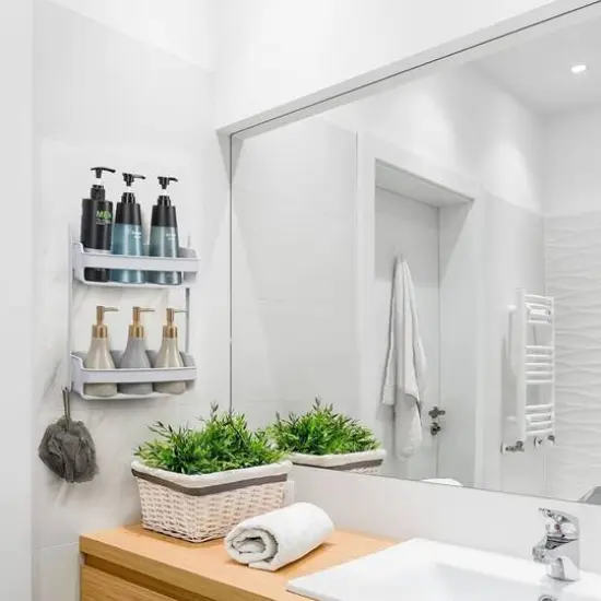 NEX&trade; 12" White Over Shower Head Shower Caddy {6}