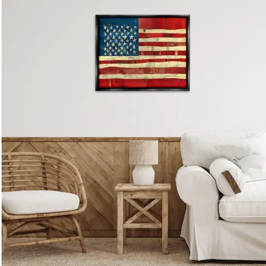 Stupell Industries United We Stand Independence Day Festive American Flag Floater Framed Art Black {3}