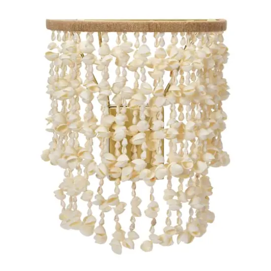 Hello Honey&reg; 10" Round Metal and Shell Wall Sconce {1}
