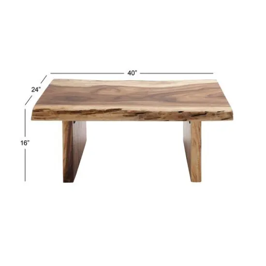 Brown Wood Contemporary Coffee Table, 16" x40" x24" {9}