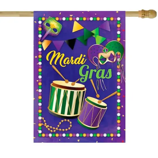 Mardi Gras Drums and Masks Outdoor House Flag 40" x 28" {4}
