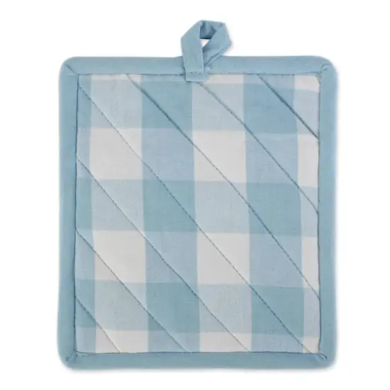 DII&reg; Light Blue Buffalo Check Oven Mitt & Pot Holder Set {4}